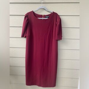 Liz Claiborne burgundy/maroon dress with back gold zipper accent. Size 18